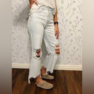 Flying Monkey by Vervet 90's Vintage Crop Bell bottom Distressed Flared Jeans